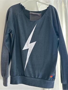 Aviator Nation Charcoal Sweatshirt with White lightening bolt